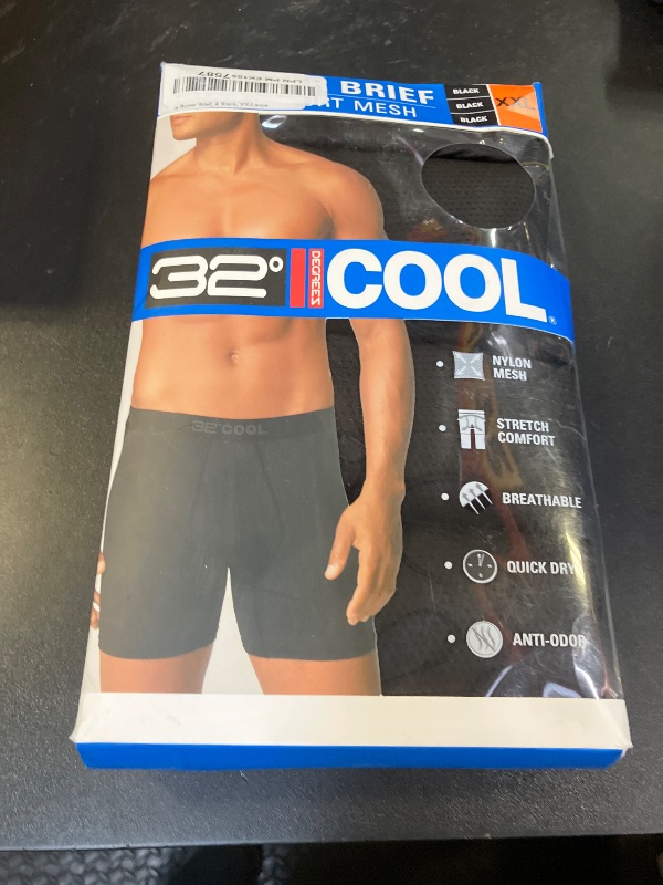 Photo 1 of 32 Degrees Cool Mens 4-PACK Active Mesh Quick Dry Performance Boxer Brief, 4 Black, XX-Large