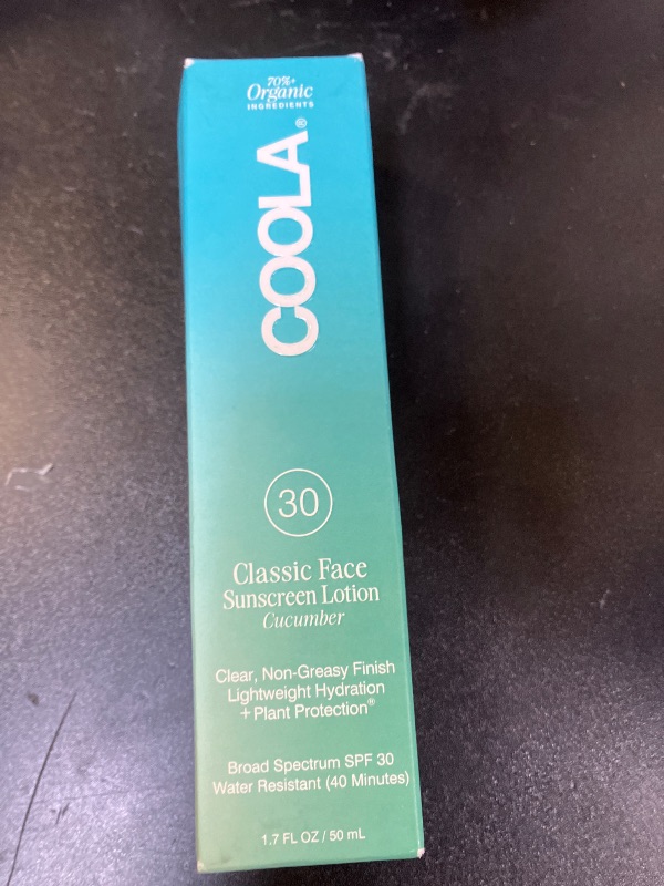 Photo 1 of COOLA Organic Face Sunscreen SPF 30 Sunblock Lotion, Dermatologist Tested Skin Care for Daily Protection, Vegan and Gluten Free, Cucumber, 1.7 Fl Oz
