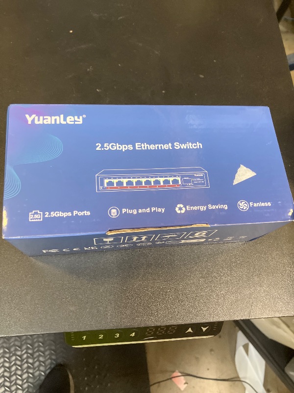 Photo 1 of 10 Port 2.5G Unmanaged Ethernet Switch, 8 x 2.5G Base-T Ports, 2 x 10G SFP, Compatible with 100/1000/2500Mbps, VLAN, Fanless, Desktop/Wall Mount YuanLey 2.5Gbe Network Switch for Wireless AP, NAS, PC