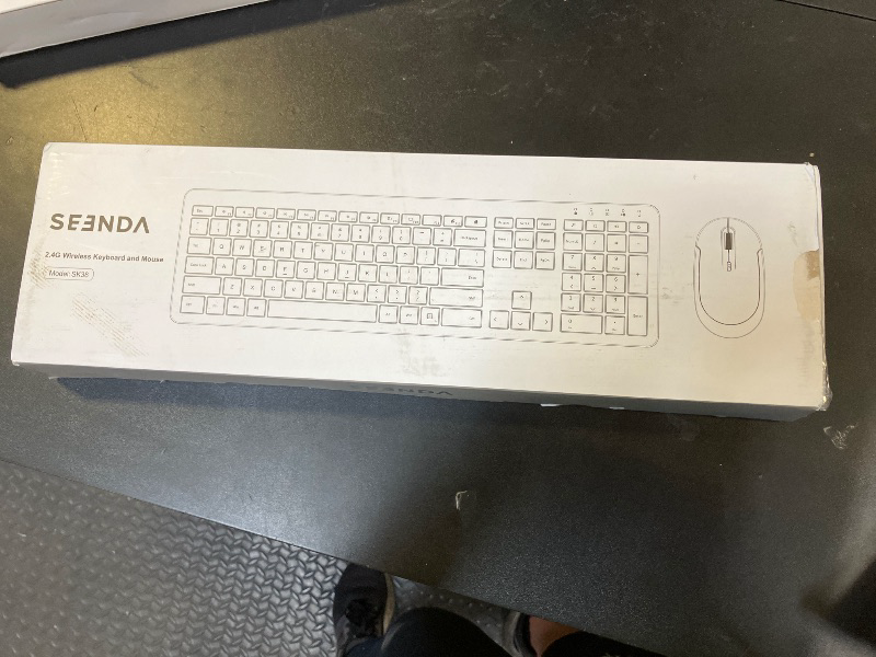Photo 1 of Wireless Keyboard and Mouse Combo - seenda Full Size Slim Thin Wireless Keyboard Mouse with On/Off Switch on Both Keyboard and Mouse - (Black and Silver)