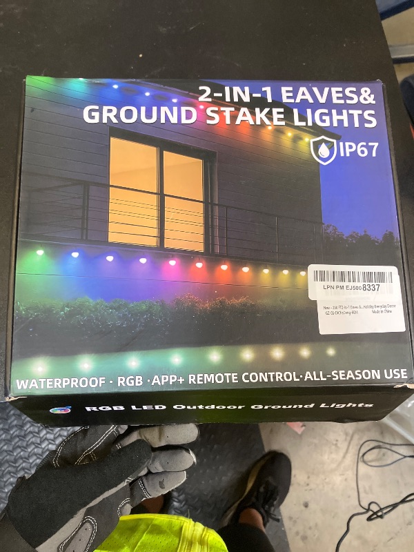 Photo 1 of 200 FT 2-in-1 Eaves & Ground Stakes LED String Lights, Outdoor RGB Light with App & Remote Control for House, Garden, and Landscape, Waterproof Smart Color-Changing Lighting for Holiday Everyday Decor
