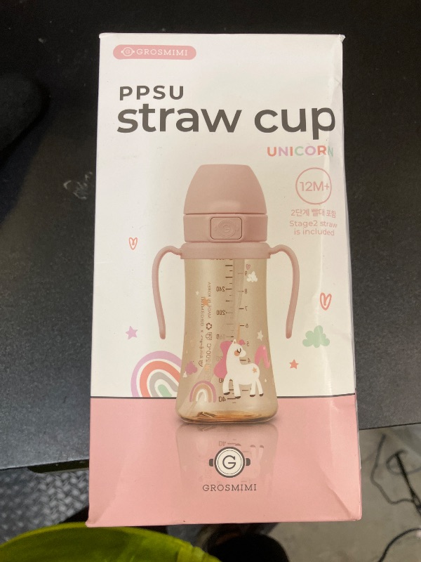 Photo 1 of GROSMIMI Flip Top Spill Proof Sippy Cup, PPSU, BPA Free, 10 oz, Stage 2 Straw for Toddlers (Unicorn)