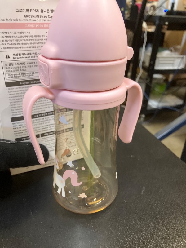 Photo 1 of GROSMIMI Flip Top Spill Proof Sippy Cup, PPSU, BPA Free, 10 oz, Stage 2 Straw for Toddlers (Unicorn)