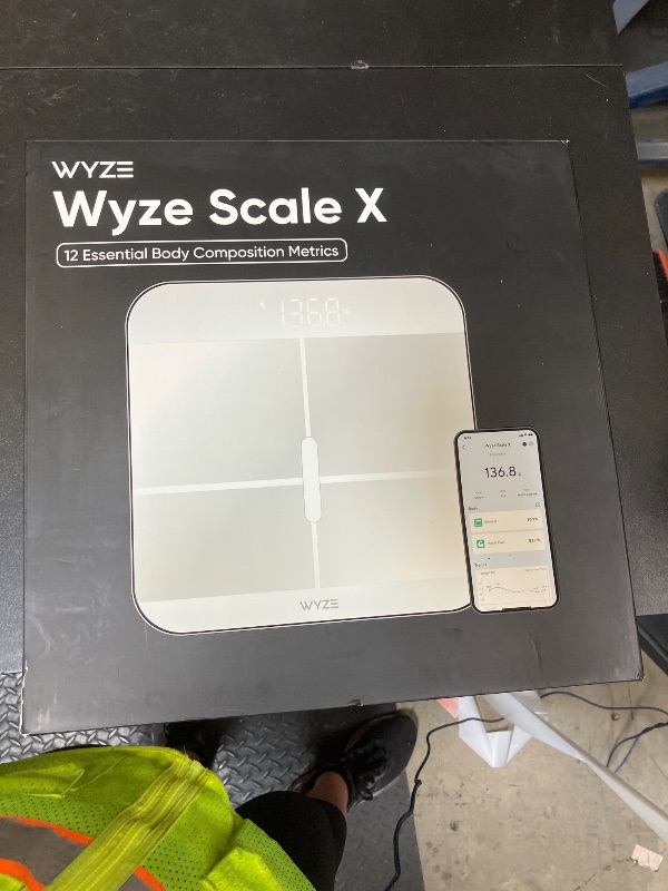 Photo 1 of Wyze Smart Scale X - Digital Bathroom Scale for Body Weight, BMI, Body Fat, Muscle Mass, Heart Rate Monitor | ITO Glass & LED Backlight | Batteries Included, 400 lbs (White)