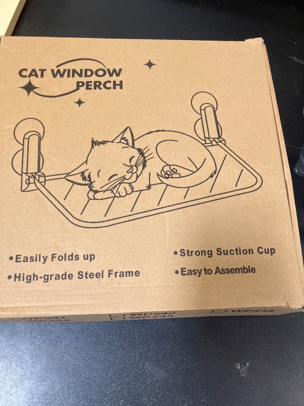 Photo 1 of MEWOOFUN Folding Cat Window Perch for Indoor Cats, Machine Washable Window Hammock for Large Cats, Suction Cup Window Cat Bed with Sturdy Metal Frame, Cordless Window Seat for Inside Kitten(Khaki,1PC)