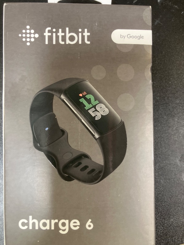 Photo 1 of Fitbit Charge 6 Fitness Tracker with Google apps, Heart Rate on Exercise Equipment, 6-Months Premium Membership Included, GPS, Health Tools and More, Obsidian/Black, One Size (S & L Bands Included)
