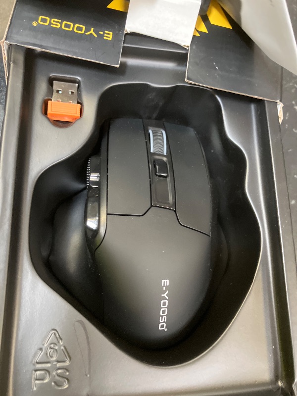 Photo 1 of E-YOOSO Large Wireless Mouse for Big Hands, X-31 Cordless Ergo Computer Mouse, 6 Buttons, 5-Level 4800 DPI, 18 Months Battery Life, for Laptop, PC, Chromebook (Black)