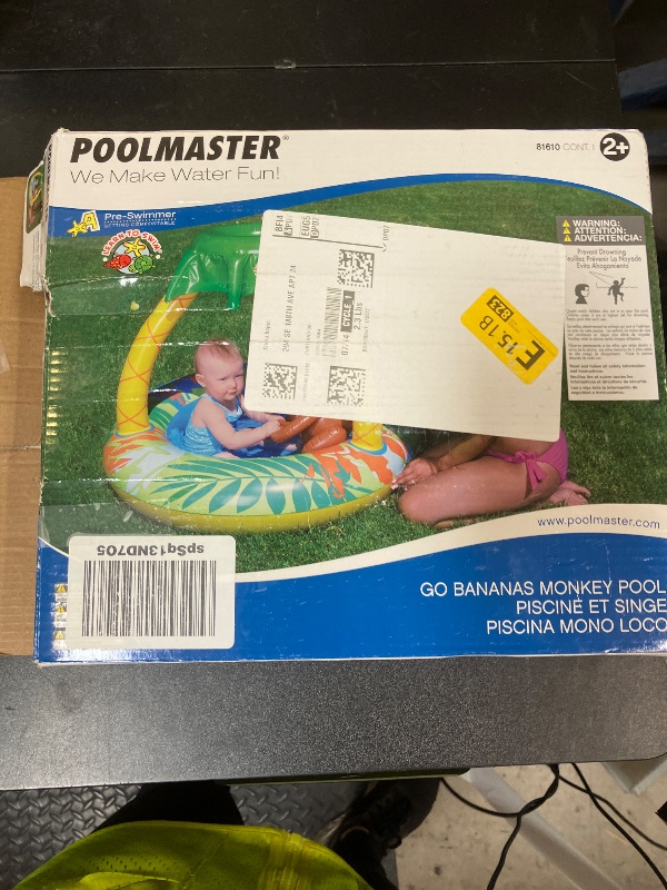 Photo 1 of Poolmaster Learn-to-Swim Go Bananas Monkey Inflatable Kiddie Pool With Canopy