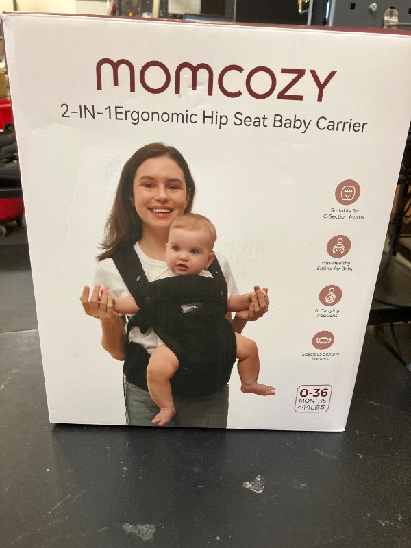 Photo 1 of Momcozy Baby Carrier with Hip Seat, 2-in-1 Forward-Facing Carry for Active Babies, Detachable Hands-Free Infant Carrier up to 44lbs, All Seasons Toddler Carrier Fits Waist Sizes up to 45 Inches, Black