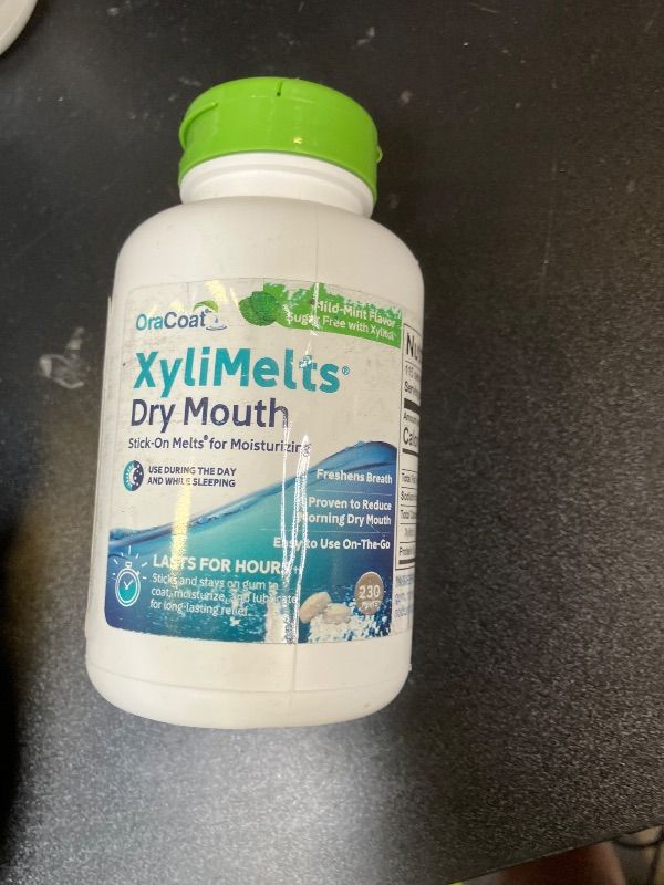 Photo 1 of Oracoat XyliMelts for Dry Mouth Night Time or Day - Moisturizing Dry Mouth Adhering Discs, Sugar Free with Xylitol, 230 Count, Mint Flavor, 8-Hour Relief Exp 05/28 