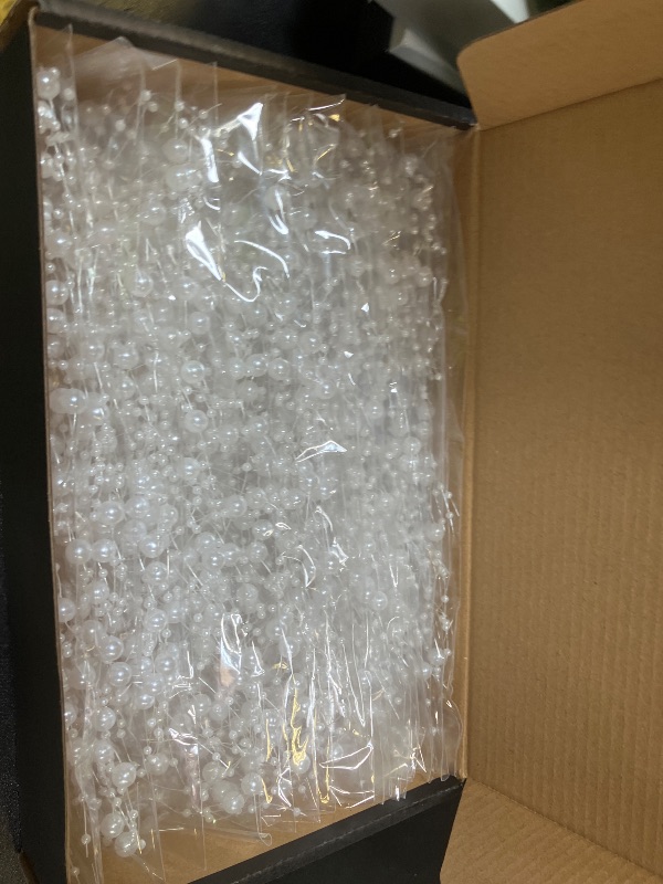 Photo 1 of TeaSu 24Pcs Pearl String for Floating Candle Centerpieces, Pearl Vase Filler Decor for Wedding Centerpieces (White)