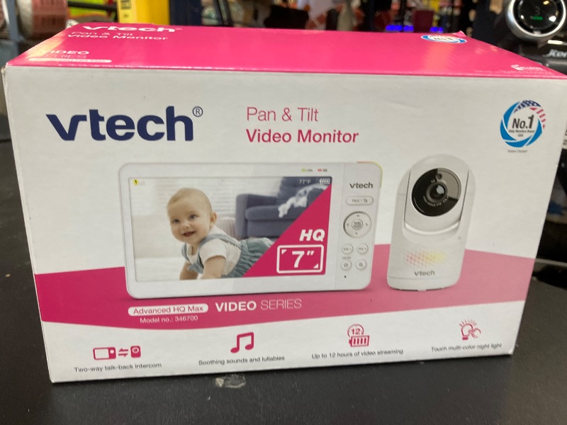 Photo 1 of VTech [2025 Upgrade Baby Monitor with 7" IPS Screen, Pan Tilt Zoom Camera, No WiFi Video Baby Monitor with Camera and Audio, Multi-Color Night Light, 2-Way Talk, Lullabies, Advanced HQ Max