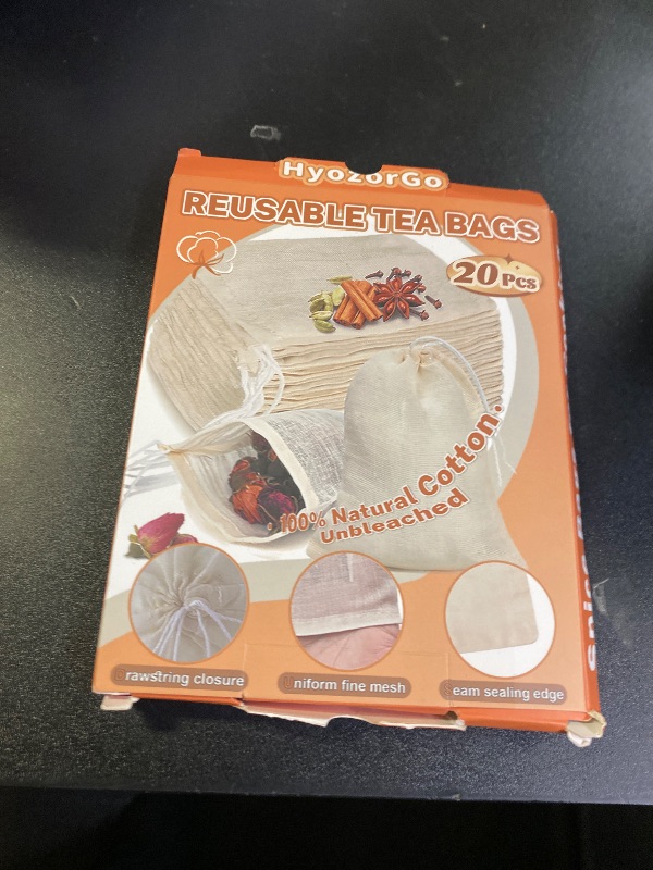 Photo 1 of 20 Pcs Muslin Bags with Drawstring, Reusable Tea Bags, Spice Bags for Cooking Soup/Herb/Loose Leaf Tea, Natural Cotton Small Cheese Cloth Bag for Straining, Sachet Bags Empty, 4 X 3 Inches