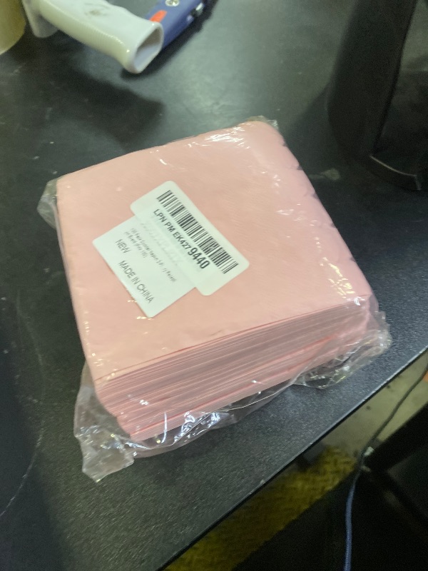 Photo 1 of 100 Pack Cocktail Napkin 2-Ply Scalloped Edged Dessert Napkins Folded 5 x 5 Inches Disposable Napkins for Dinner Wedding Birthday Party Bridal Anniversary Reception Event (Pink)