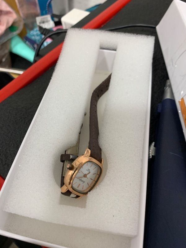 Photo 1 of VXFAIZY Dainty Square Watch for Women with Easy Read Arabic Numeral Ladies Dress Watches (Brown- Rosegold)