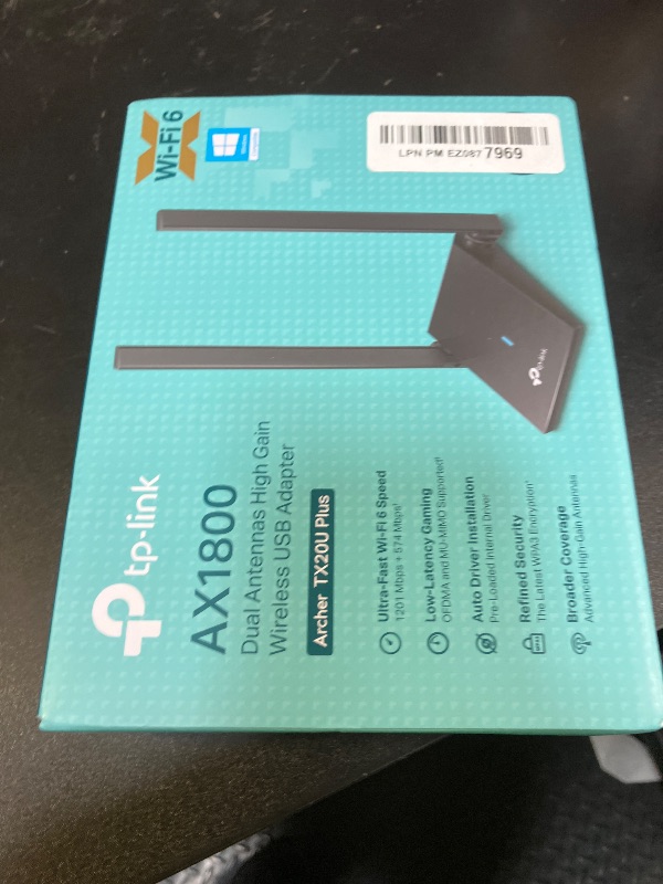 Photo 1 of TP-Link WiFi 6 USB Adapter for Desktop PC - (Archer TX20U Plus) AX1800 Wireless Network Adapter with 2.4GHz, 5GHz, High Gain Dual Band 5dBi Antenna, WPA3, Supports Windows 11/10