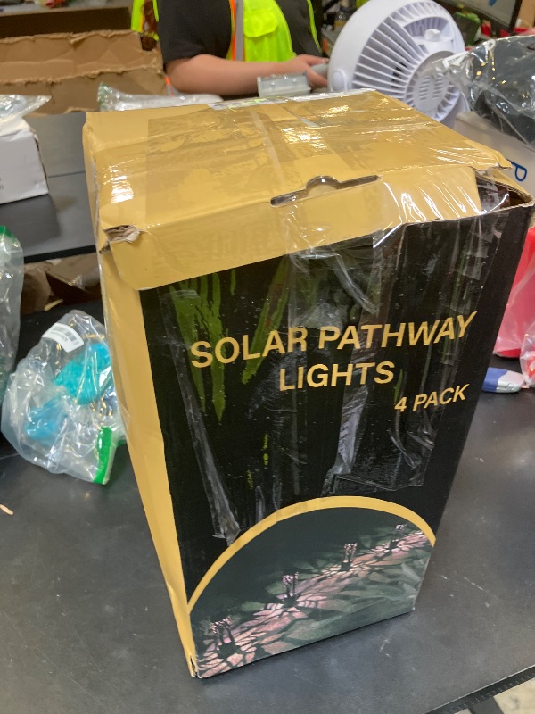 Photo 1 of PUMPSUN 4Pack Solar Pathway Lights Outdoor, Landscape Lighting Dust to Dawn Solar Lights for Garden Decor, Metal Path Lights Solar Powered for Yard Lawn Patio Walkway Warm Yellow