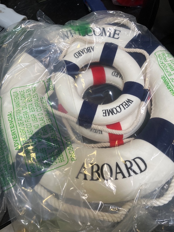 Photo 1 of Bilipala 3Pcs Cloth Life Ring Buoy, Home Wall Nautical Decor, 12.5 & 5.5 Inches