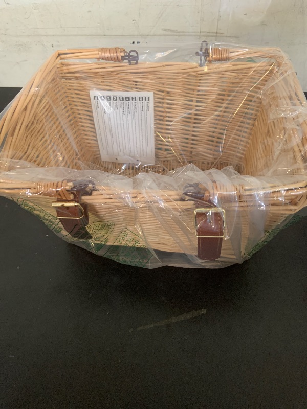 Photo 1 of Bike Basket - Original Wicker Front Bicycle Bike Baskets - Handmade Woven Wicker Bike Basket with Adjustable Leather Straps (Nature)