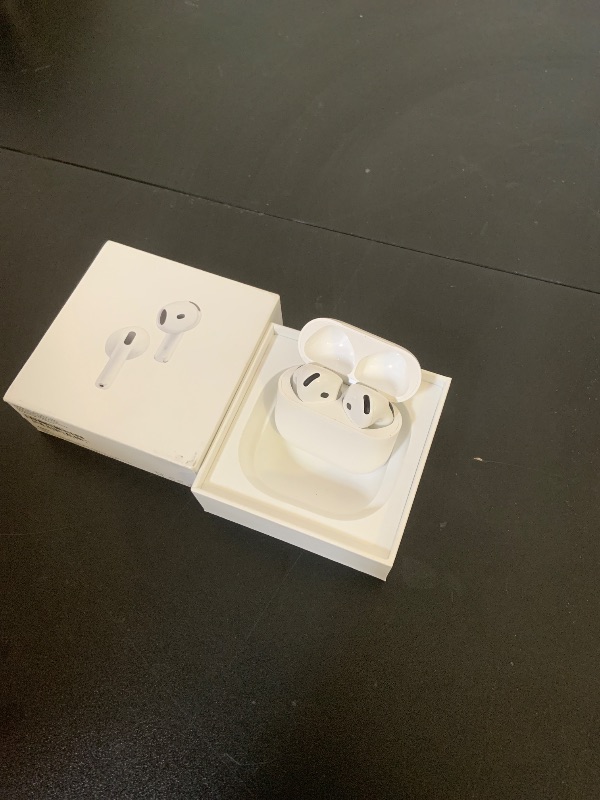 Photo 1 of Apple AirPods 4 Wireless Earbuds, Bluetooth Headphones, with Active Noise Cancellation, Adaptive Audio, Transparency Mode, Personalized Spatial Audio, USB-C Charging Case, Wireless Charging, H2 Chip