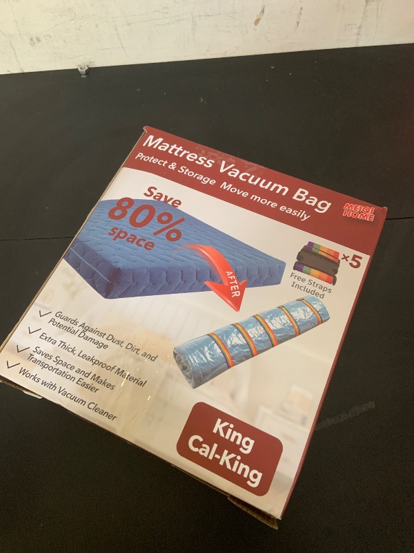Photo 1 of MEIQIHOME King/Cal-King Mattress Vacuum Bag, PA+PE Material, Heavy Duty, 94.5" x 98.4", 80% Compression, Double-Zip Seal, 5 Straps, Ideal for Moving & Storage