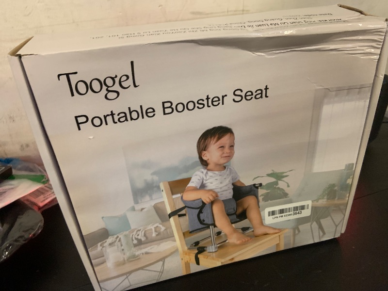 Photo 1 of Booster Seat for Dining Table: Portable Toddler Booster Chair with Safety Buckle and Height Adjustable, Foldable Baby Feeding Chair, Kids High Chair Booster Seat for Kitchen Home Travel - Navy Blue