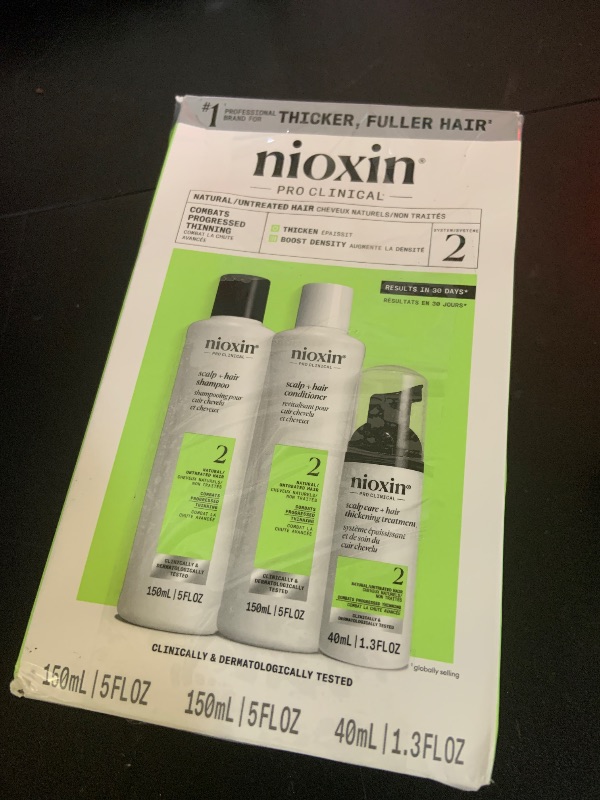 Photo 1 of Nioxin Scalp + Hair Thickening System 2 | For Natural Hair with Progressed Thinning | Boost Hair Density with Niacinamide & Biotin | Trial Size | 1 Month Supply