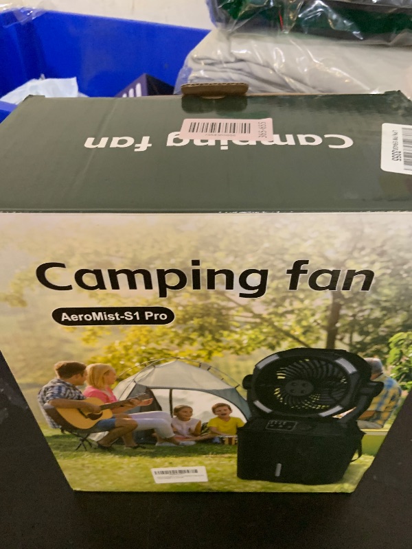 Photo 1 of Misting Fan Portable Camping Fan 42800mAh Rechargeable with Remote Control, 3 LED Light & Stepless Speed Control & Cooling Spray with 6L Bucket, Timer Function, Portable Handle, Rotating Hanging Hook
