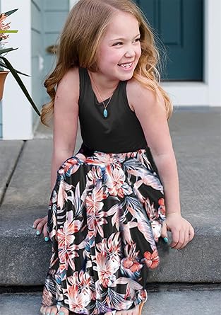 Photo 1 of EFOFEI Mommy and Me Summer Dresses Casual Family Outfits Flower Printed Maxi Long Sundress Wine Red Flower 2-3 T