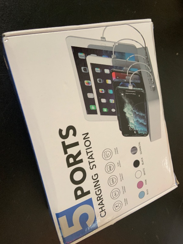 Photo 1 of MSTJRY Charging Station for Multiple Devices : 5 Port Multi USB-A Charger Stations Multi-Device Organizer Charging Dock Designed for iPhone iPad Cell Phone Tablets (7 Short Cables Included)