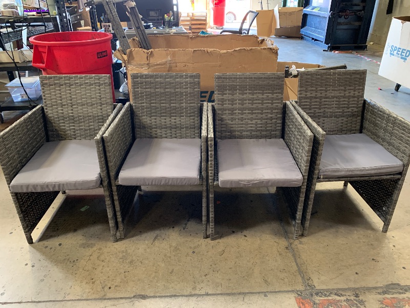 Photo 1 of 4 CHAIR PATIO SET WITH TABLE. UNKNOWN IF MISSING ANY PIECES.