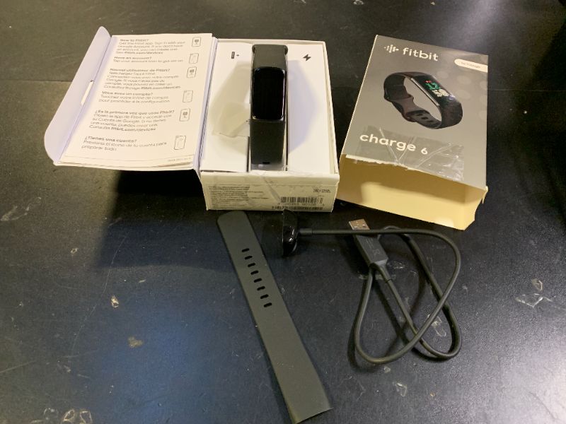 Photo 1 of Fitbit Charge 6 Fitness Tracker with Google apps, Heart Rate on Exercise Equipment, GPS, Health Tools and More, Obsidian/Black, One Size (S & L Bands Included)