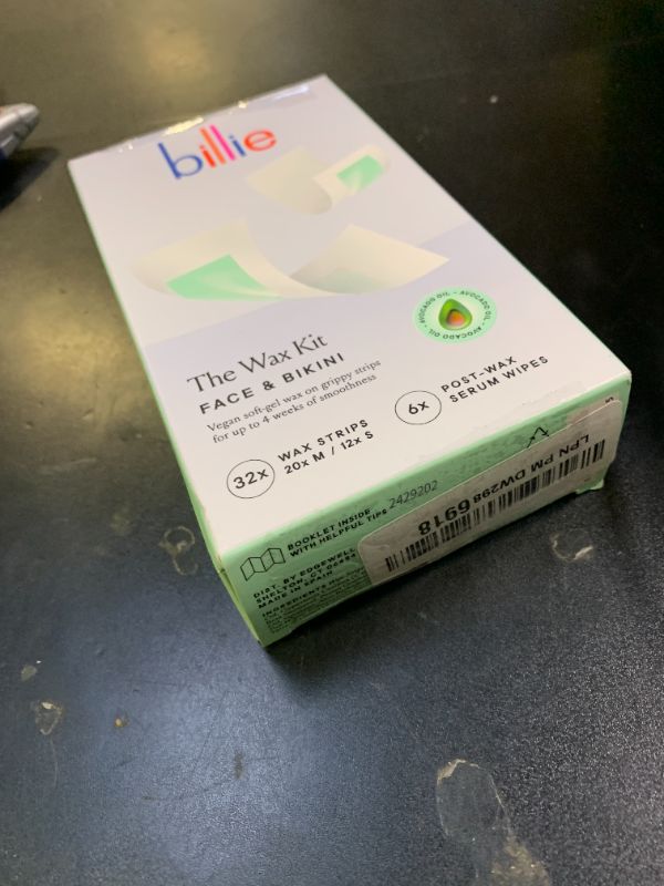 Photo 1 of Billie Wax Kit - Face & Bikini - 32 wax strips - 6 post-wax serum wipes