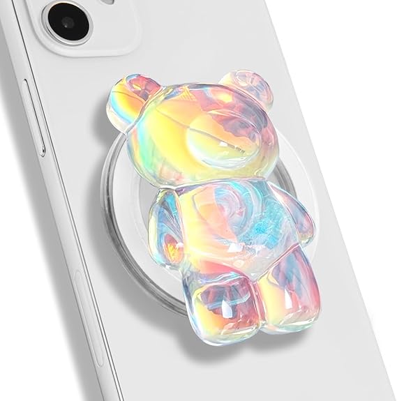 Photo 1 of On The Grip Magnetic 3D Gummy Bear Style Expandable Collapsible Mobile Phone Grip Stand Holder for Smartphone Tablet Cell Phone Accessory (Holographic)