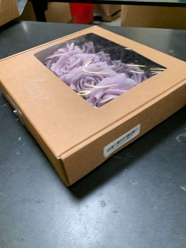 Photo 1 of Ling's Moment Artificial Flowers Fake Silk Roses Faux Foam Gardenia Combo for DIY Wedding Bouquets Centerpieces Arrangements Bridal Shower Party Home Decorations, Purple & Pale Lavender, 23pcs