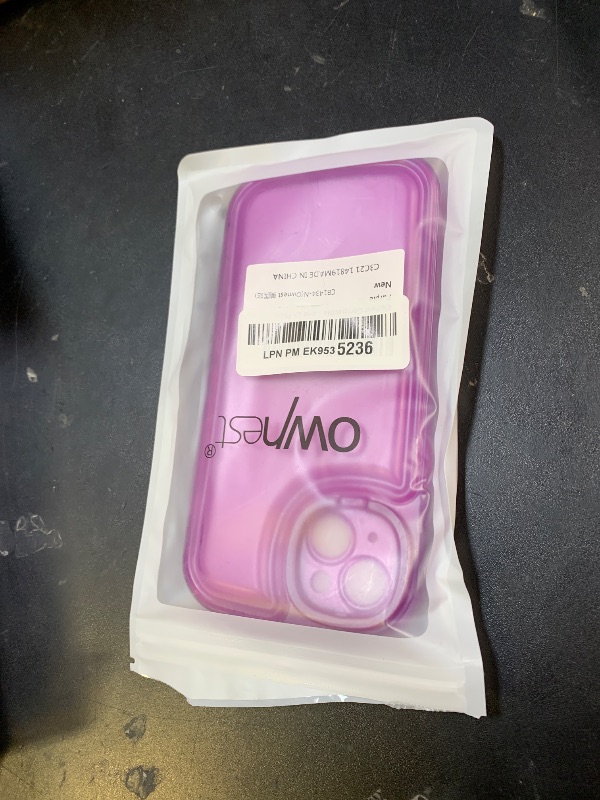 Photo 1 of Ownest Compatible with iPhone 15 Plus Case with Clear Kickstand Creative Protective Design Case with Camera Holder for TPU Slim Shockproof Cool Phone Case for iPhone 15 Plus-Purple