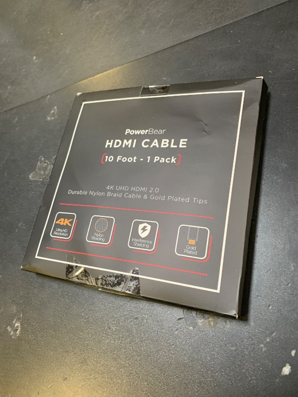 Photo 1 of PowerBear 4K HDMI Cable 10 ft | High Speed Hdmi Cables, Braided Nylon & Gold Connectors, 4K @ 60Hz, Ultra HD, 2K, 1080P, ARC & CL3 Rated | for Laptop, Monitor, PS5, PS4, Xbox One, Fire TV, & More