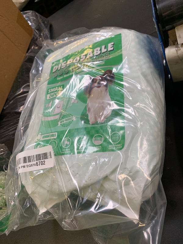 Photo 1 of Pet Soft Female Dog Diapers - Disposable Puppy Diapers for Dogs & Cats, Ultra Absorbent Doggy in Heat Period or Urine Incontinence, 24pcs (S, Green)