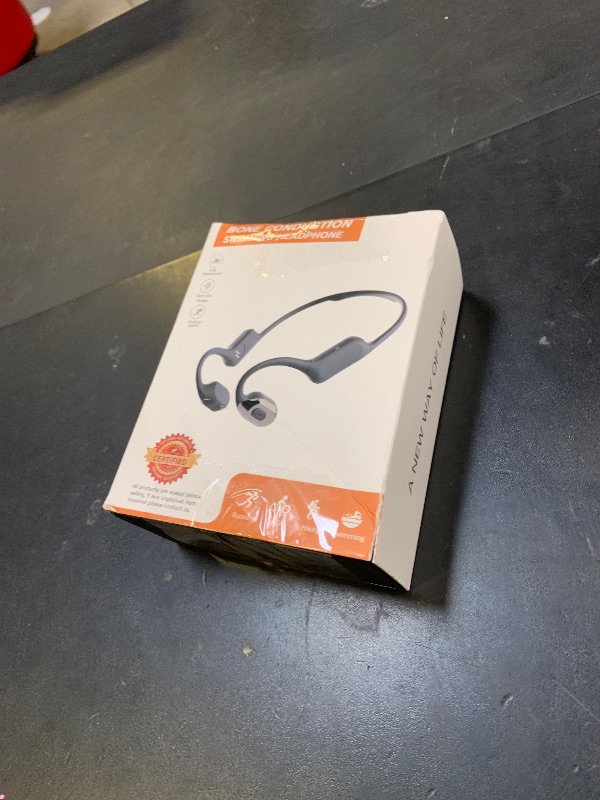 Photo 1 of MARLALL Swimming Bone Conduction Headphones with Night Safety Light, IP68 Waterproof MP3 Mode Underwater Swimming Headphone, Wireless Sport Open Earphones Bluetooth 5.4 Earbuds,Black Gray