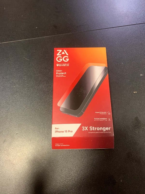 Photo 1 of ZAGG InvisibleShield Glass+ iPhone 15 Pro Screen Protector - 3X Stronger with Reinforced Edges, Scratch & Smudge-Resistant Surface, Easy to Install