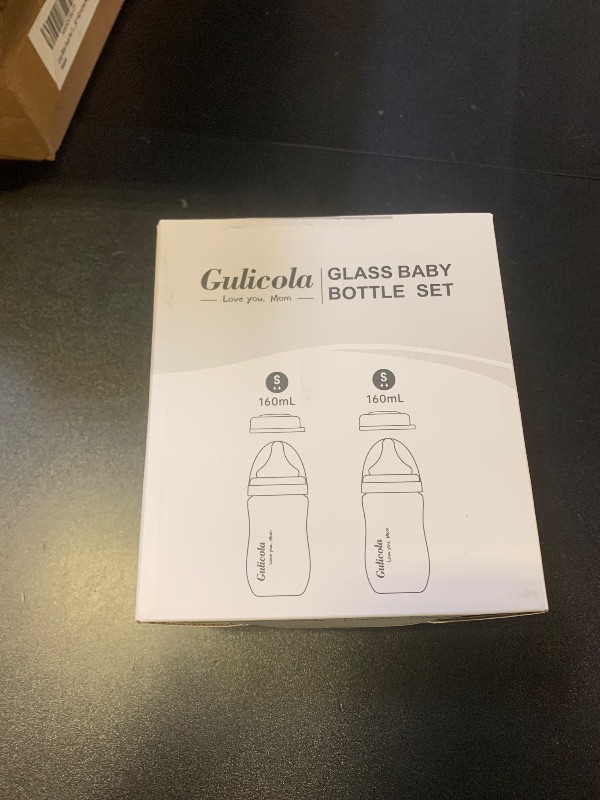Photo 1 of Gulicola Natural Glass Baby Bottle for Breastfeeding Babies, Newborn Anti-Colic Bottle Set with Slow Flow Nipple, 0-3 Months, 5 oz, 2 Pack - White