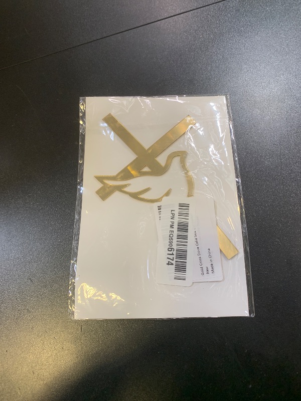 Photo 1 of Gold Cross Dove Cake Side Decoration, Acrylic Baby Shower Baptist Cake Toppe First Holy Communion Christening Cake Decoration Theme Party Supplies