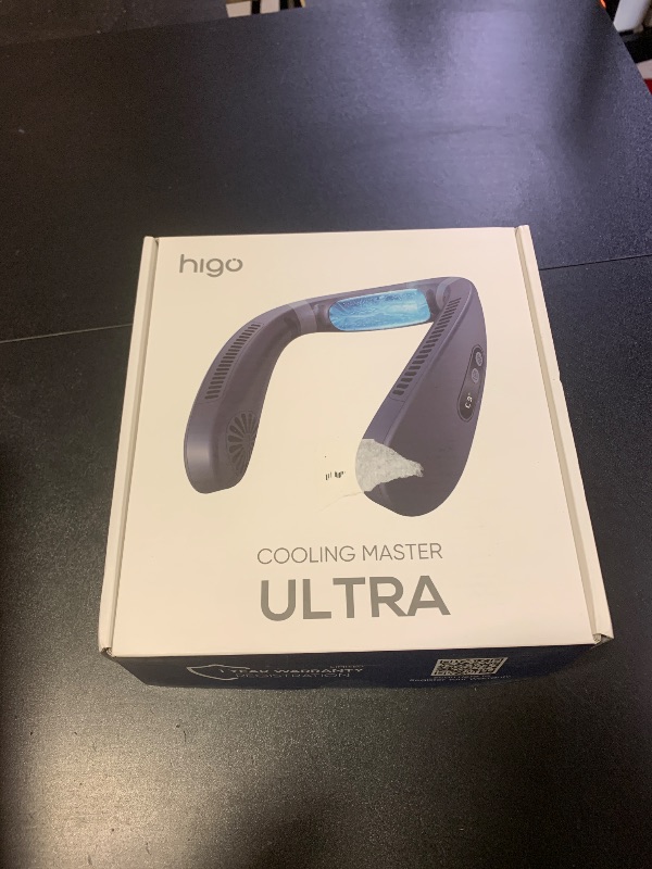 Photo 1 of HIGO CoolMaster Ultra Neck Fan, Neck Air Conditioner, 2-in-1 Cooling Neck Fan Portable Rechargeable, Wearable Personal Fan, 5500mAh Large Battery, Ergonomic Design, Frost White