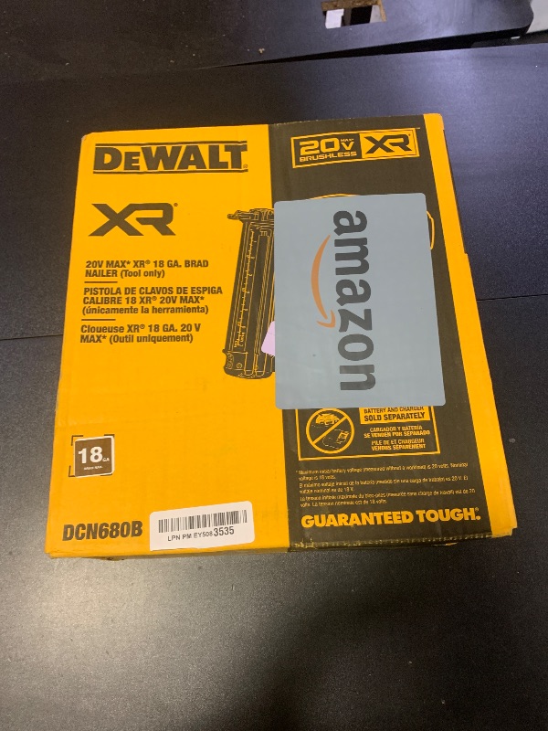 Photo 1 of DEWALT DCN680B 20V MAX* XR® 18 GA Cordless Brad Nailer (Tool Only)