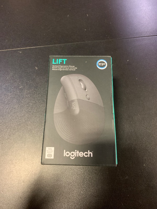 Photo 1 of Logitech Lift Vertical Ergonomic Mouse, Wireless Bluetooth or USB Receiver, Quiet Clicks, 4 Buttons, Right Hand Wireless Mouse, Windows/macOS/iPadOS, Laptop, PC - Graphite