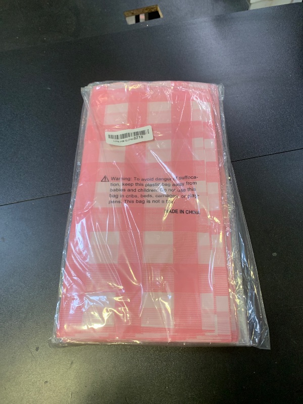 Photo 1 of 12Pack Pink and White Plastic Checkered Tablecloth, Premium Decorative Disposable Pink Gingham Plaid Table Cloths for Parties, Rectangle Party Table Cover for Picnic Farm Birthday Wedding, 54x108 Inch