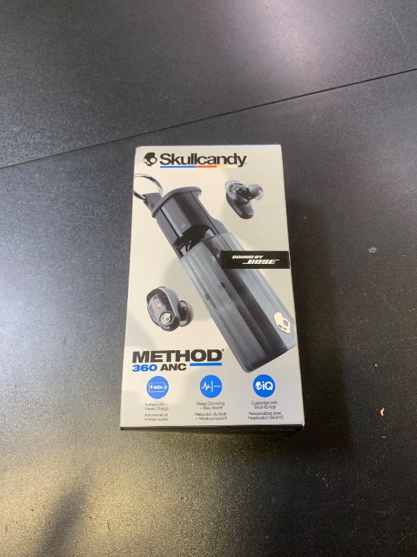 Photo 1 of Skullcandy Method 360 ANC Wireless Earbuds, Sound by Bose, Bluetooth Headphones, Premium Noise Cancelling, Up to 40 Hrs Battery, Sweat and Water Resistant, Microphone for iPhone Android - True Black