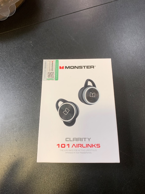 Photo 1 of Monster Clarity 101 AirLinks Wireless Earbuds, Bluetooth 5.0 in-Ear Headphones with Charging Case, Stereo Earphones Deep Bass Sound, IPX5 Waterproof, Built-in Mic, Clear Call, Secure Fit for Sports