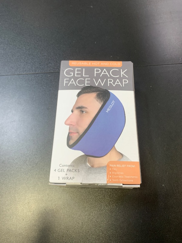 Photo 1 of LotFancy Face Ice Pack Wrap for TMJ, Wisdom Teeth, with 4 Reusable Hot Cold Therapy Gel Packs, Pain Relief for Head, Oral and Facial Surgery, Dental Implants, Blue
