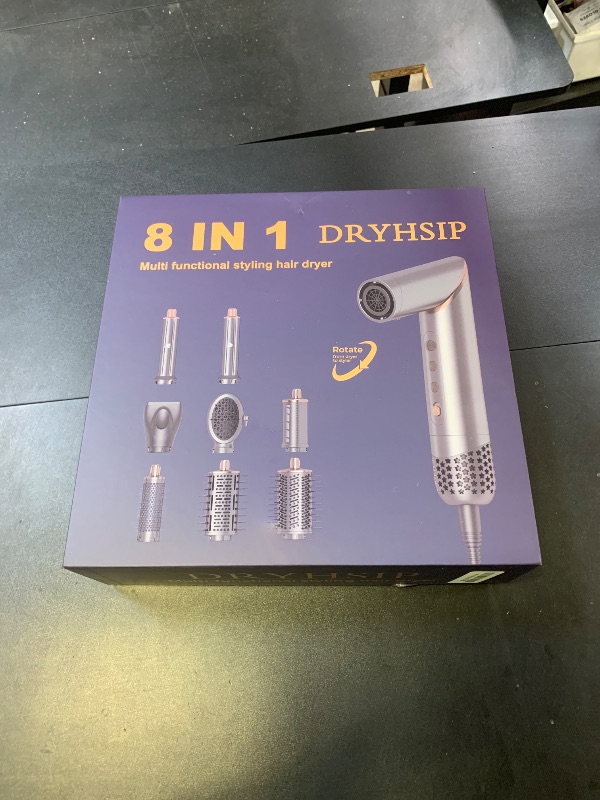Photo 1 of 8 in 1 Hair Dryer Brush Set Air Hair Styler Curling Negative Ionic Foldable Hot Air Hair Dryer Brush, Hair Styling Tool for Curling Waves Straightening Volume Blowout Styles